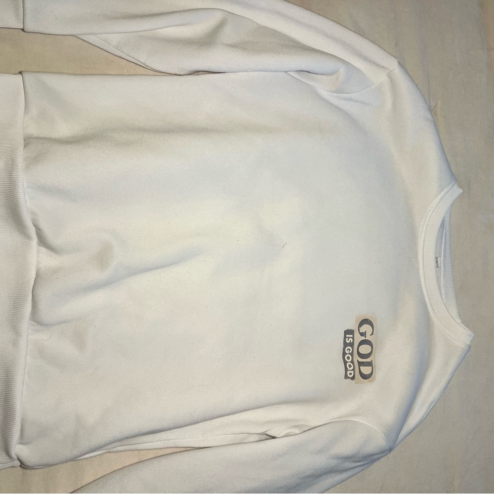 SHEIN White 'God Is Good' Sweatshirt